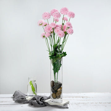 2 Bushes Blush Artificial Mums Spray, Faux Chrysanthemum Flower Bouquet 33"