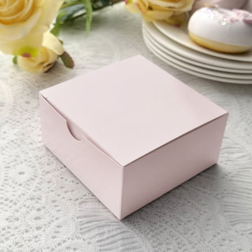 100 Pack Blush Cake Cupcake Party Favor Gift Boxes, DIY 4"x4"x2"