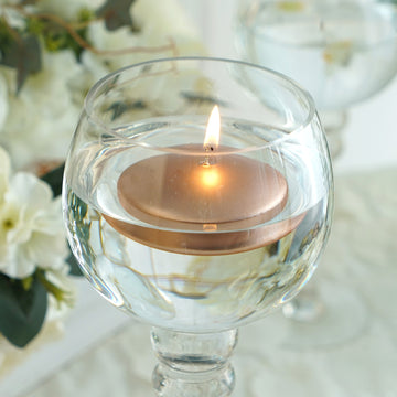 4 Pack Rose Gold Disc Unscented Floating Candles, Dripless 3"