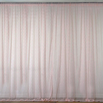 2 Pack 5ftx10ft Blush Fire Retardant Floral Lace Sheer Curtains With Rod Pockets