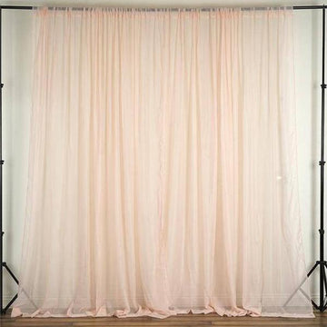 2 Pack Blush Inherently Flame Resistant Chiffon Curtain Panels, Sheer Premium Organza Backdrops With Rod Pockets - 10ftx10ft