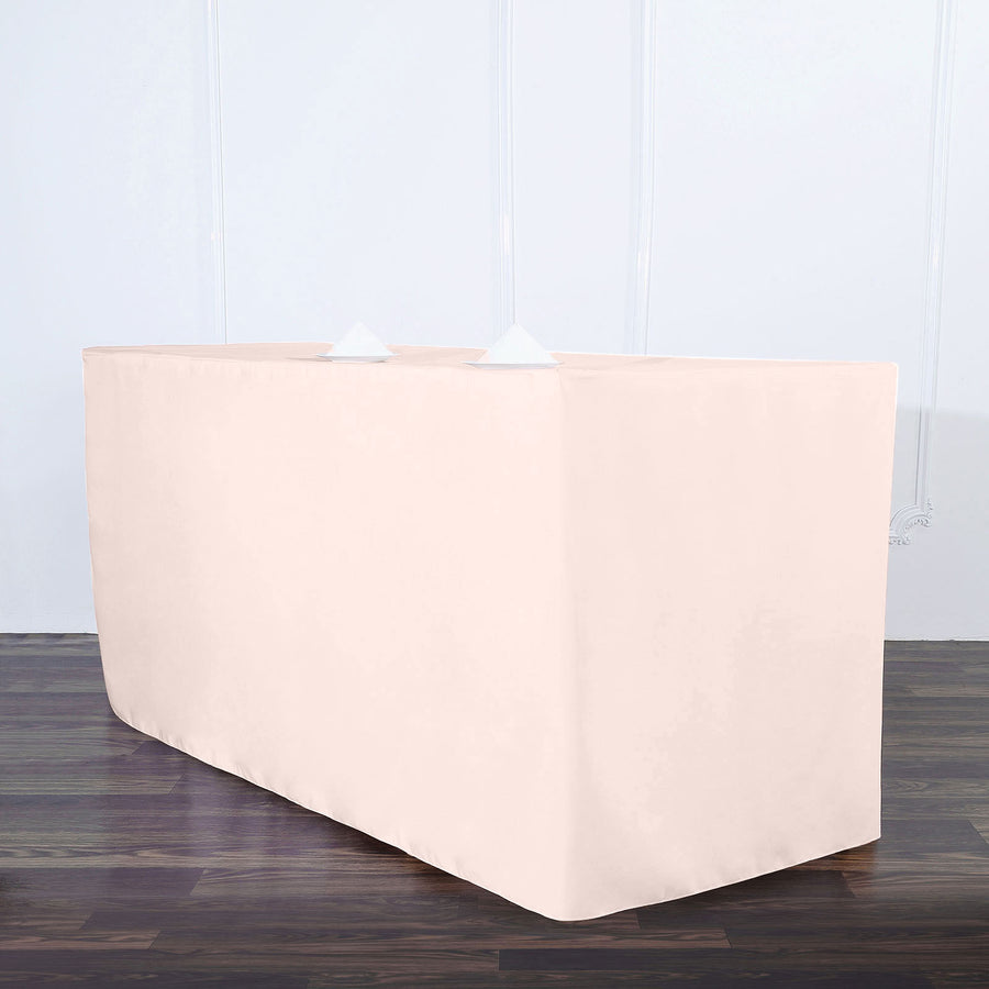 Rose Gold Blush Table Cover Rectangular Fitted Polyester 6 Feet