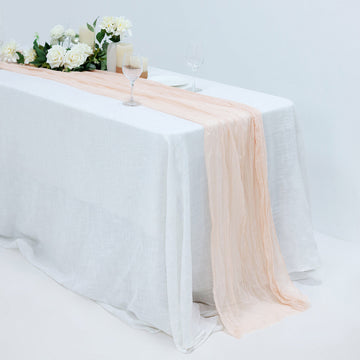 10ft Blush Gauze Cheesecloth Boho Table Runner
