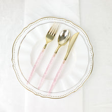 24 Pack Blush & Rose Gold 8 Inch Glittered Gold Plastic Disposable Cutlery Set