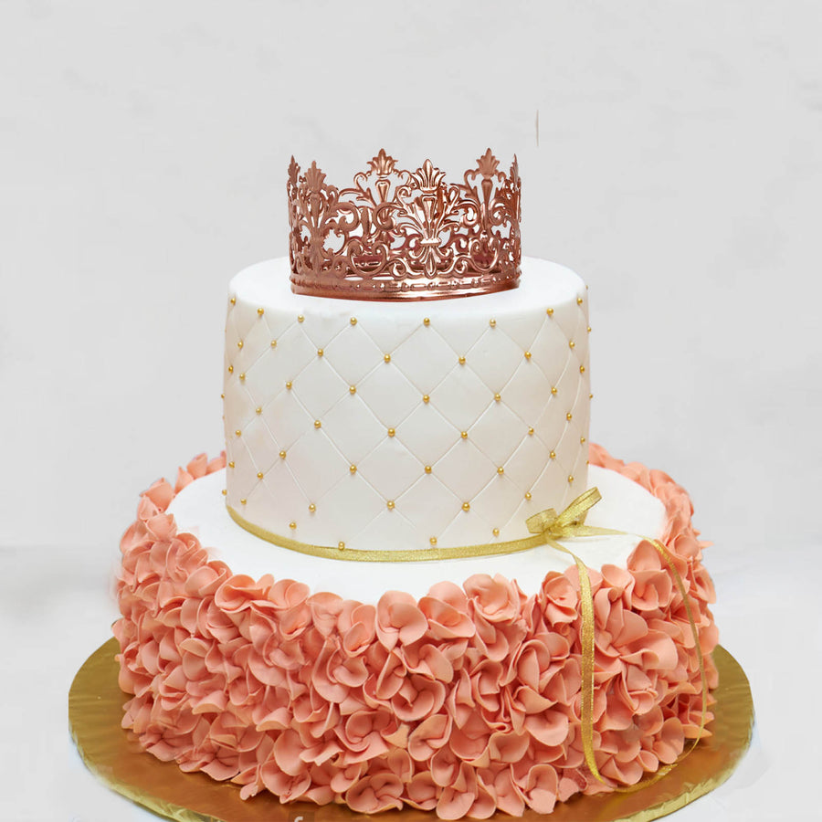2 Inch Blush & Rose Gold Metal Princess Crown Cake Topper