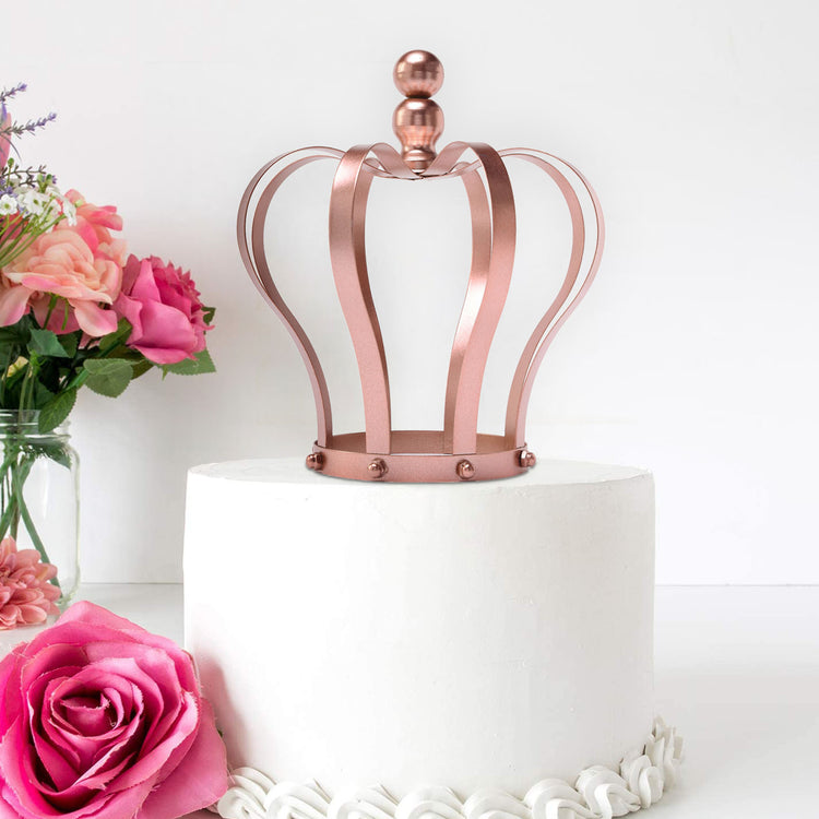 9 Inch Blush & Rose Gold Metal Royal Crown Cake Topper