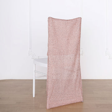 Rose Gold Metallic Shimmer Tinsel Spandex Stretch Chair Slipcover