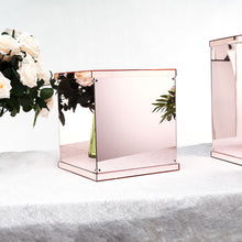 Rose Gold Blush 12 Inch Mirrored Acrylic Pedestal Riser Display Box Interchangeable Lid & Base