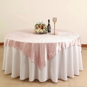 Blush Premium Soft Velvet Table Overlay, Square Tablecloth Topper 72"x72"
