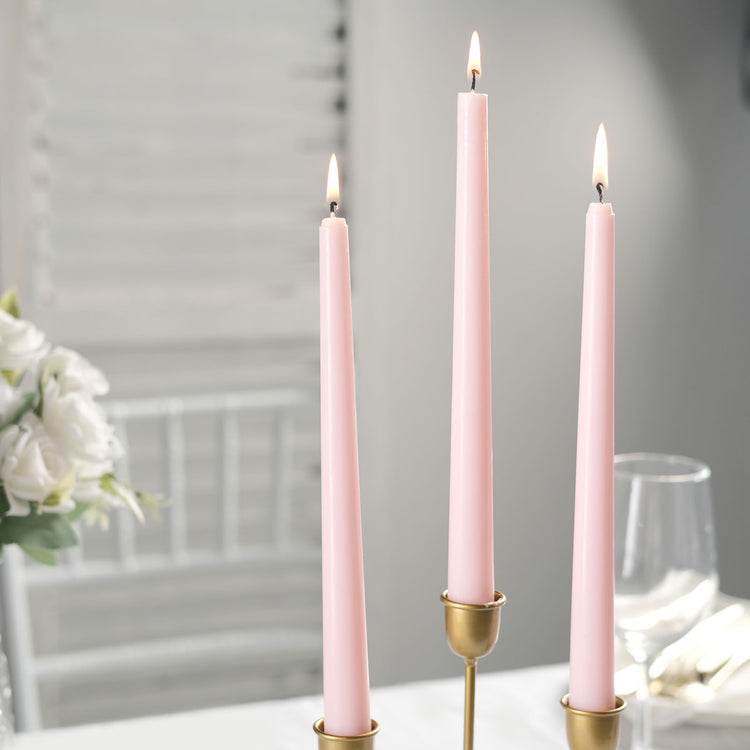 12 Pack Blush Rose Gold 10 Inch Wax Taper Candles