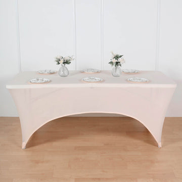 Blush Spandex Stretch Fitted Rectangular Tablecloth 6ft