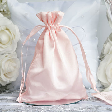 Blush Satin Wedding Party Favor Bags