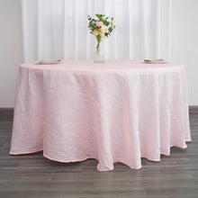 120 Inch Blush Rose Gold Accordion Crinkle Taffeta Round Tablecloth