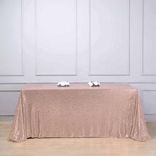 90 inch x 132 inch Rose Gold | Blush Premium Sequin Rectangle Tablecloth