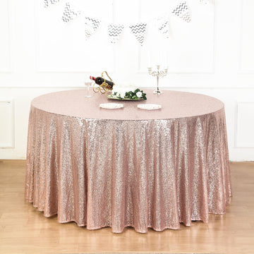 Rose Gold Seamless Premium Sequin Round Tablecloth