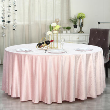 Blush Seamless Premium Velvet Round Tablecloth, Reusable Linen 120"