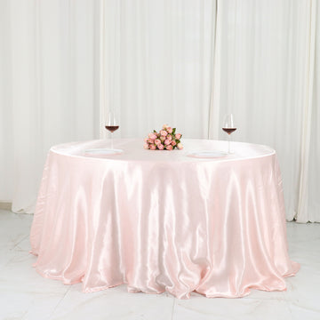 Blush Seamless Satin Round Tablecloth 132 - Add Elegance and Glamour to Your Event