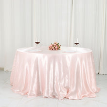 132 Inch Blush Rose Gold Satin Round Tablecloth