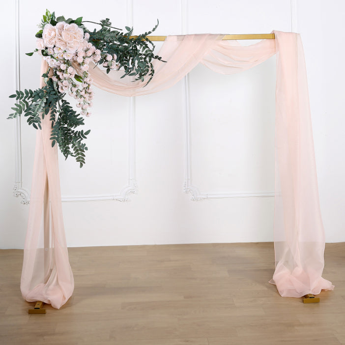 18 Feet Blush Rose Gold Sheer Organza Wedding Arch Drapery Fabric