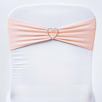 Pink chair sash with heart-shaped rhinestone buckle