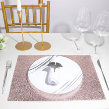 6 Pack of Blush Rose Gold Placemats with Non Slip Glitter Rectangle