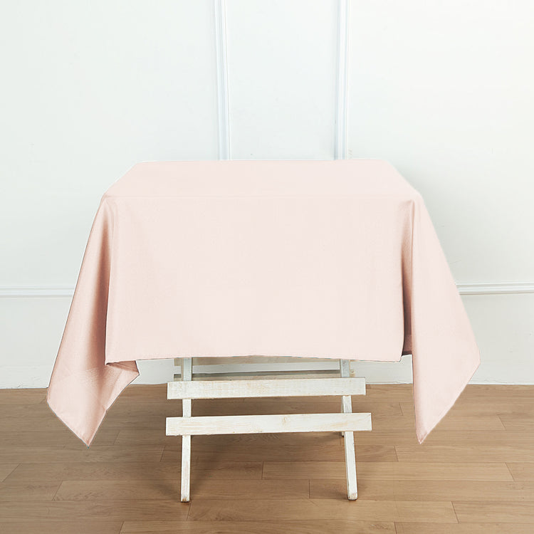 Square Polyester Tablecloth In Blush Rose Gold 54 Inch