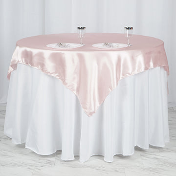 Blush Square Smooth Satin Table Overlay 60"x60"