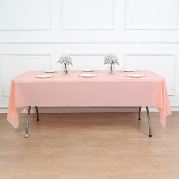 Blush Waterproof Plastic Tablecloth, PVC Rectangle Disposable Table Cover 54"x108"