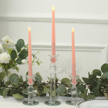 3 Pack 11" Blush Warm Flickering Flameless LED Taper Candles