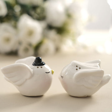 2.5" Bride And Groom Love Birds Salt And Pepper Shaker Wedding Favors In Pre-Packed Gift Box