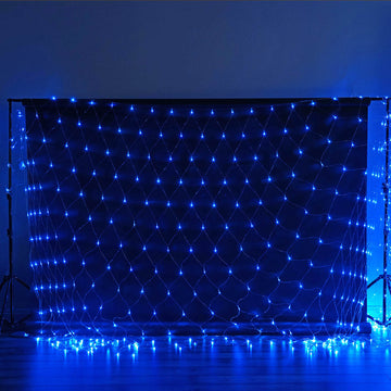 Bright Blue 600 LED Fish Net Lights, Fairy String Lights With 8 Modes 20ftx10ft