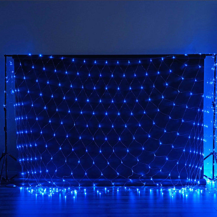 20ftx10ft Bright Blue 600 LED Fish Net Lights, Fairy String Lights With 8 Modes
