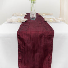 Burgundy Accordion Crinkle Taffeta Fabric Table Linen Runner 12 Inch x 108 Inch