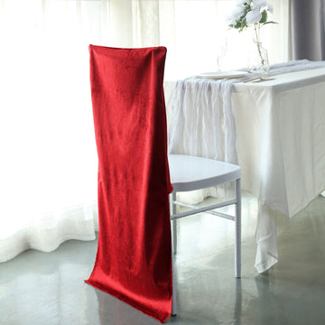 Add a Touch of Luxury with the Burgundy Buttery Soft Velvet Chiavari Chair Back Slipcover