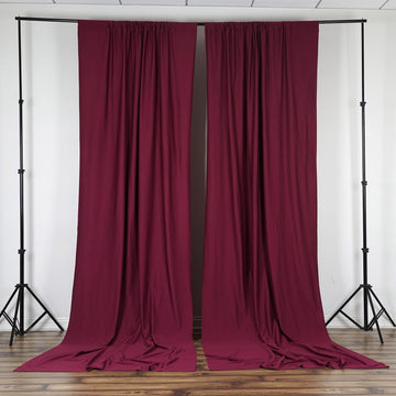 2 Pack Burgundy Scuba Polyester Curtain Panel Inherently Flame Resistant Backdrops Wrinkle Free With Rod Pockets 10ftx10ft