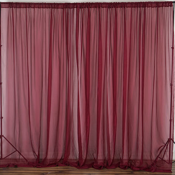 Enhance Your Event Decor with Premium Burgundy Flame Resistant Chiffon Curtain Panels