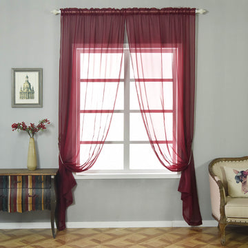 Premium Quality Burgundy Organza Grommet Sheer Curtains
