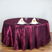 Round Burgundy Pintuck Tablecloth 120 Inch   