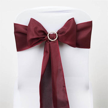 5 Pack Burgundy Polyester Chair Sashes 6"x108"