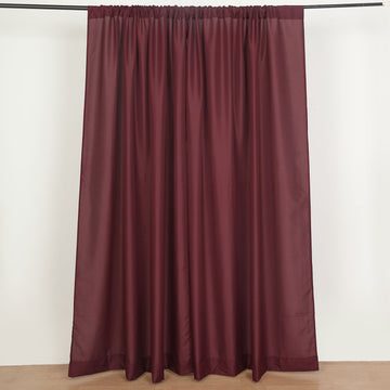 2 Pack Burgundy Polyester Drapery Panels With Rod Pockets, Photography Backdrop Curtains, 130 GSM 10ftx8ft