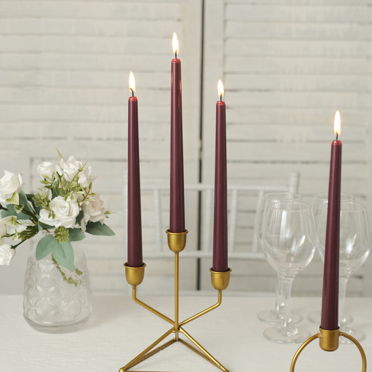 12 Pack Burgundy 10 Inch Wax Taper Candles