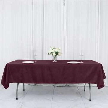 Add Elegance to Your Event with a Burgundy Seamless Polyester Linen Rectangle Tablecloth