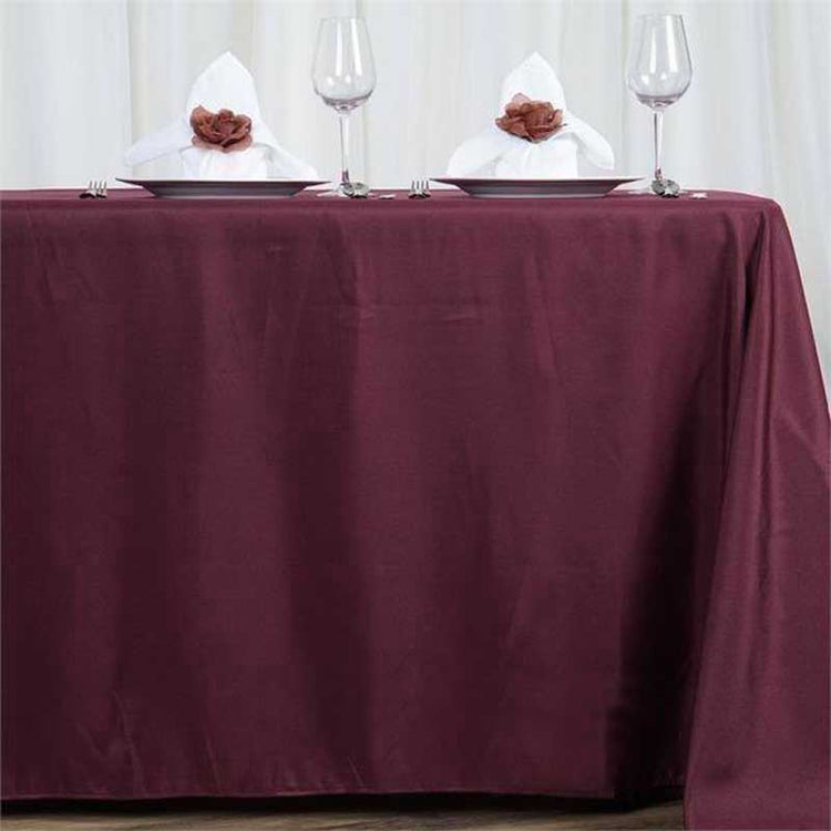 Polyester Rectangle 72 Inch x 120 Inch Tablecloth In Burgundy