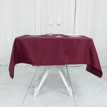 Elevate Your Event with the Burgundy Seamless Premium Polyester Square Tablecloth