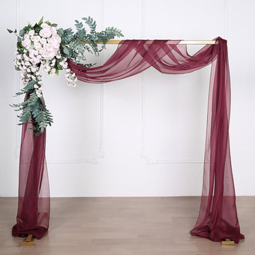 Burgundy Sheer Organza Wedding Arch Drapery Fabric, Window Scarf Valance 18ft