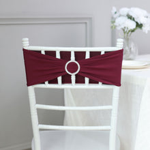 5 Pack Burgundy Spandex Stretch Chair Sash With Silver Diamond Ring Slide Buckle 5 Inch x 14 Inch