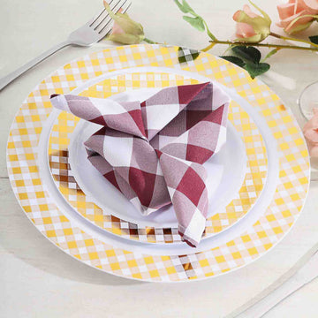 Elevate Your Table Decor with Burgundy/White Buffalo Plaid Dinner Napkins