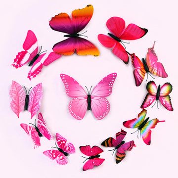 12 Pack 3D Butterfly Wall Decals, DIY Stickers Decor - Pink Collection
