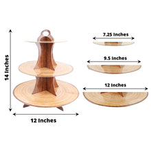 3-Tier Natural Wood Plank Print Cardboard Cupcake Dessert Stand. Disposable Treat Tower - 14inch