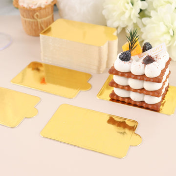 Add a Touch of Elegance with Mini Gold Rectangle Dessert Trays